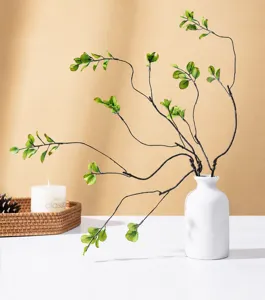 Artificial plant branch in white ceramic vase home decor faux greenery tabletop ornament floral