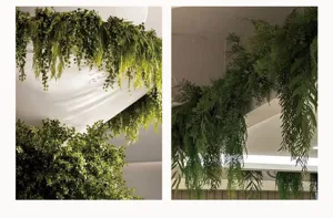 Artificial hanging green plants fake foliage for home wedding decor interior floral landscape.