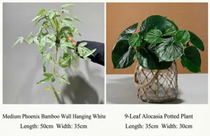 Artificial bamboo fern hanging plant and potted leaf decor for home interior styling 50x35cm