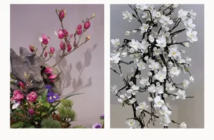 Künstliche Magnolienblüten Zweige künstliche Blumen Gesteck für Heimtextilien Innendeko.