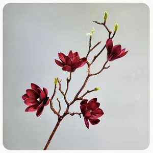 Künstlicher Magnolienblüten Zweig Dekoblume künstliche Pflanze Kunstblume Heimdeko Blumenstiel
