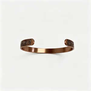 Vintage Pure Copper Magnetic Bracelet For Men Women Geometric Fret Pattern Cuff Bangle Open Adjustable Therapy Energy Health Jewelry Gift