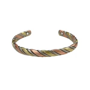 Vinterly Cuivre Bracelet Magnétique Jonc Tissé à la Main Torsadé Tricolore Pour Hommes Femmes Mode Quotidienne Bijoux Cadeau