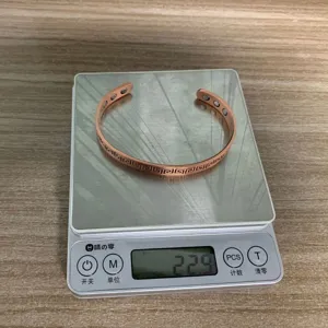 Pure copper magnetic bracelet with retro key pattern, adjustable open bangle with magnets.