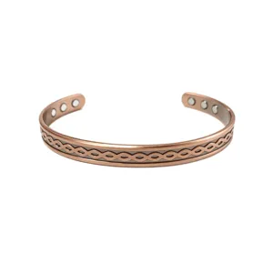 Bracciale Rigido Aperto Magnetico in Rame Vintage Motivo a Spirale Celtica Polsino Regolabile Con Magneti da Giorno Uomo Donna