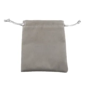 Grey velvet drawstring pouch for jewelry gift packaging storage soft small pouch bag 1pc