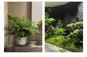 Artificial simulation fern plant Boston fern green leaves for wall decor detail view