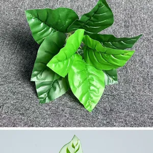 Hojas de plantas verdes artificiales para decoración del hogar y paisajismo micro.