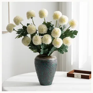 Artificial chrysanthemum flower arrangement with vase for home decor wedding decoration.