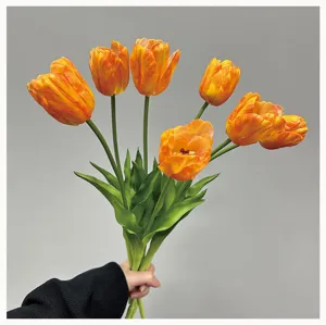 Künstlicher Tulpen Blumenstrauß realistisch orange künstliche Blumen Heimdeko Vase.