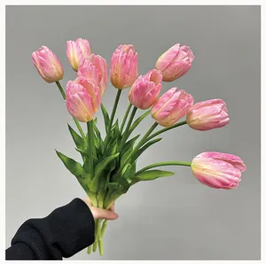 Künstlicher rosa Tulpenstrauß realistisches Blumengesteck für Heimdekoration Vase Tischdeko