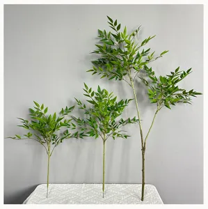 Branches de bambou artificielles fausses plantes vertes pour décoration d'intérieur 3pcs