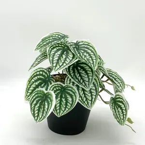 Plante en pot artificielle avec feuilles à motifs décoration de table miniature