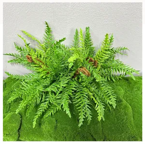 Artificial fern leaves green plant wall hanging decor Boston fern faux foliage detail
