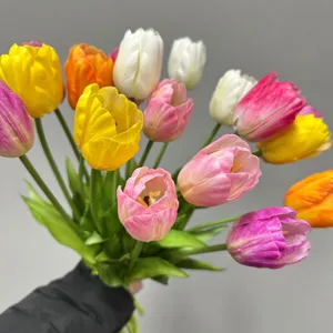 Wunderschöner künstlicher Tulpenstrauß naturgetreue Kunstblumen für Vasendekoration zu Hause