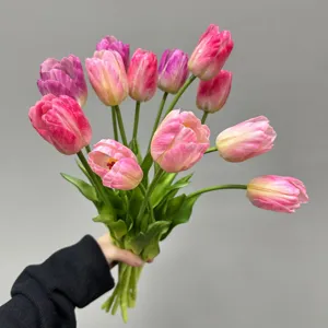 Künstliche Tulpen Blumenstrauß rosa künstliche Blumen Deko Vase realistische Heimdekoration