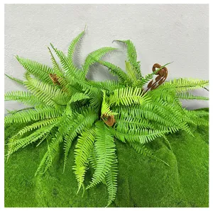 Artificial fern leaf plant wall decor green Boston fern fake foliage for home indoor decoration