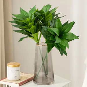 Artificial Dracaena plant in modern glass vase green leaves home decor floral arrangement