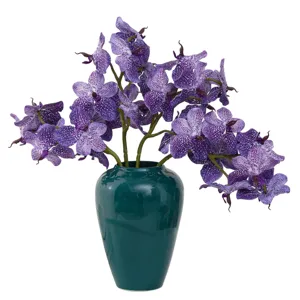 Artificial Phalaenopsis Vanda orchid flower arrangement in ceramic vase for home decor