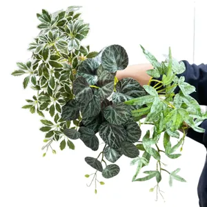 Artificial greenery plants hanging vine potted foliage set for home decor interior landscaping main view
