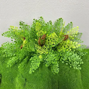 Artificial fern plant simulation green leaves for indoor home wall decor and floral arrangement.