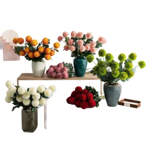Artificial pom pom chrysanthemum flower bouquet for home wedding decoration and floral arrangements.