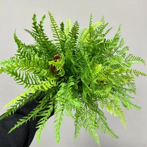 Artificial fern bush green plant foliage fake leaves for home decor floral arrangement 1pcs