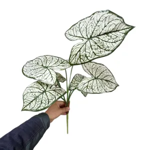Fausses feuilles de caladium branches de plantes tropicales artificielles pour décoration