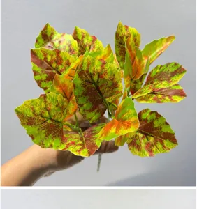 Ramo de hojas variadas artificiales para decoración de interiores y micropaisajes