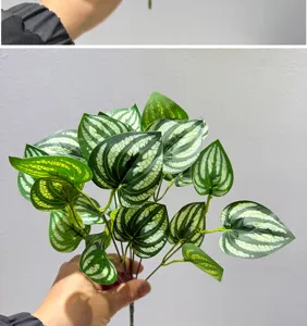 Hojas de peperomia sandía artificiales planta verde decoración de interiores paisajismo