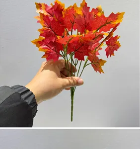 Ramo de hojas de arce artificiales planta de otoño decoración para hogar interior fiesta.