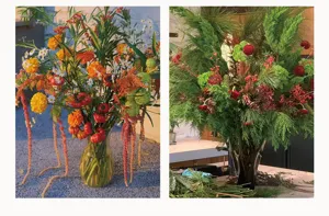 Artificial floral arrangement bouquet wedding home decor hanging plants in glass vase display