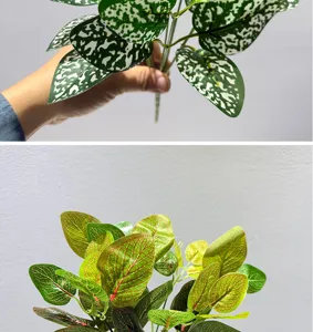 Hojas de plantas verdes artificiales simulación decoración interior micro paisaje detalle