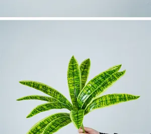 Artificial Sansevieria leaves 12-head striped green plant for floral arrangement decoration.