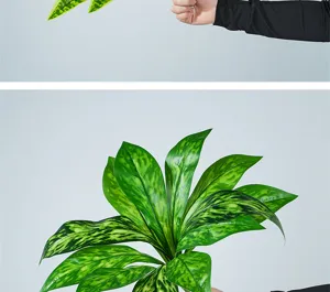 Artificial striped leaf detail view, perfect for floral arrangements and home decor.