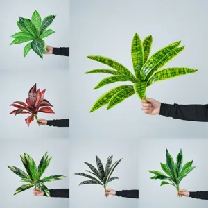 Artificial Sansevieria Dieffenbachia Striped Leaf Green Plant Fake Foliage For Floral Arrangement Home Decor