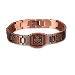 Men Retro Copper Magnetic Bracelet Vintage Heavy Copper Chain Health Energy Magnetic Stone Fashion Jewelry
