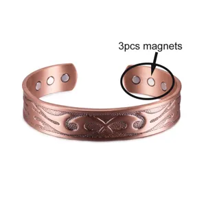 Men's Magnetic Copper Bracelet Adjustable Open Cuff Solid Pure Copper Health Therapy Jewelry Gift
