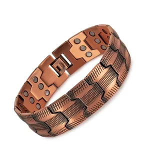 Men's Solid Copper Magnetic Bracelet Retro Polished Health Care Copper Chain Bracelet For Men Jewelry