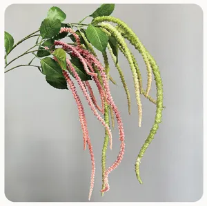 Artificial hanging amaranth flower branch detail, perfect for wedding ceiling and home decor.