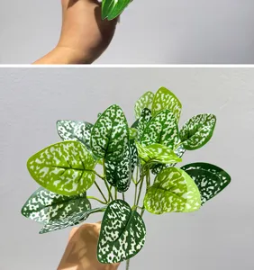 Hojas de plantas verdes artificiales simulación pothos sandía para decoración interior.