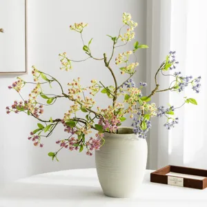Fiore Artificiale di Vite di Rosa Singolo Ramo Stile Selvaggio Pianta in PVC Falsa per Arredamento Matrimonio Soggiorno