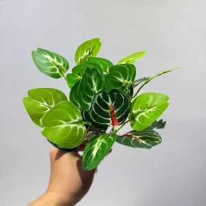 Planta verde artificial en maceta hojas falsas decoracion micro paisajismo decoracion hogar