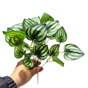 Hojas de peperomia de sandía artificial planta verde para la decoración de interiores.