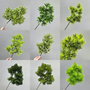 Künstliche Kiefernzweige Faux Zeder Stiele grüne Pflanzen für Heimdekoration Blumen 9 Stk