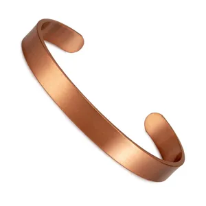 Minimalist Pure Red Copper Open Bangle Bracelet Adjustable Solid Metal Cuff Jewelry For Men Women Daily Wear