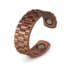Anello magnetico in puro rame regolabile motivo cinturino orologio gioiello salute