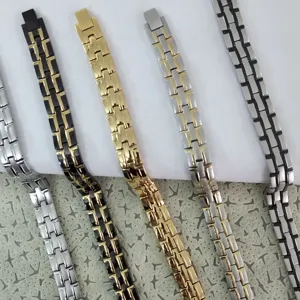 Stainless Steel Magnetic Bracelet For Men Women Double Seven Link Chain Vacuum Electroplated Fashion Jewelry