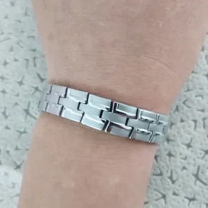 Stainless steel magnetic bracelet with linked design for daily wear and health care jewelry item