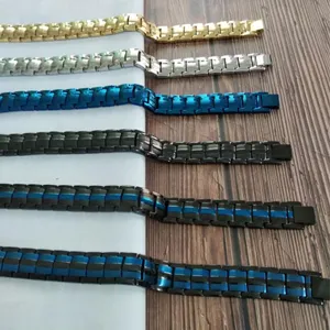 Multi-color metal link bracelet fashion stainless steel energy health bracelet for men women.
